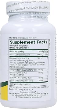 NaturesPlus Super C Complex - 90 Capsules - 1000 mg Vitamin C + 500 mg Bioflavonoids - Vegetarian, Gluten Free - 45 Servings
