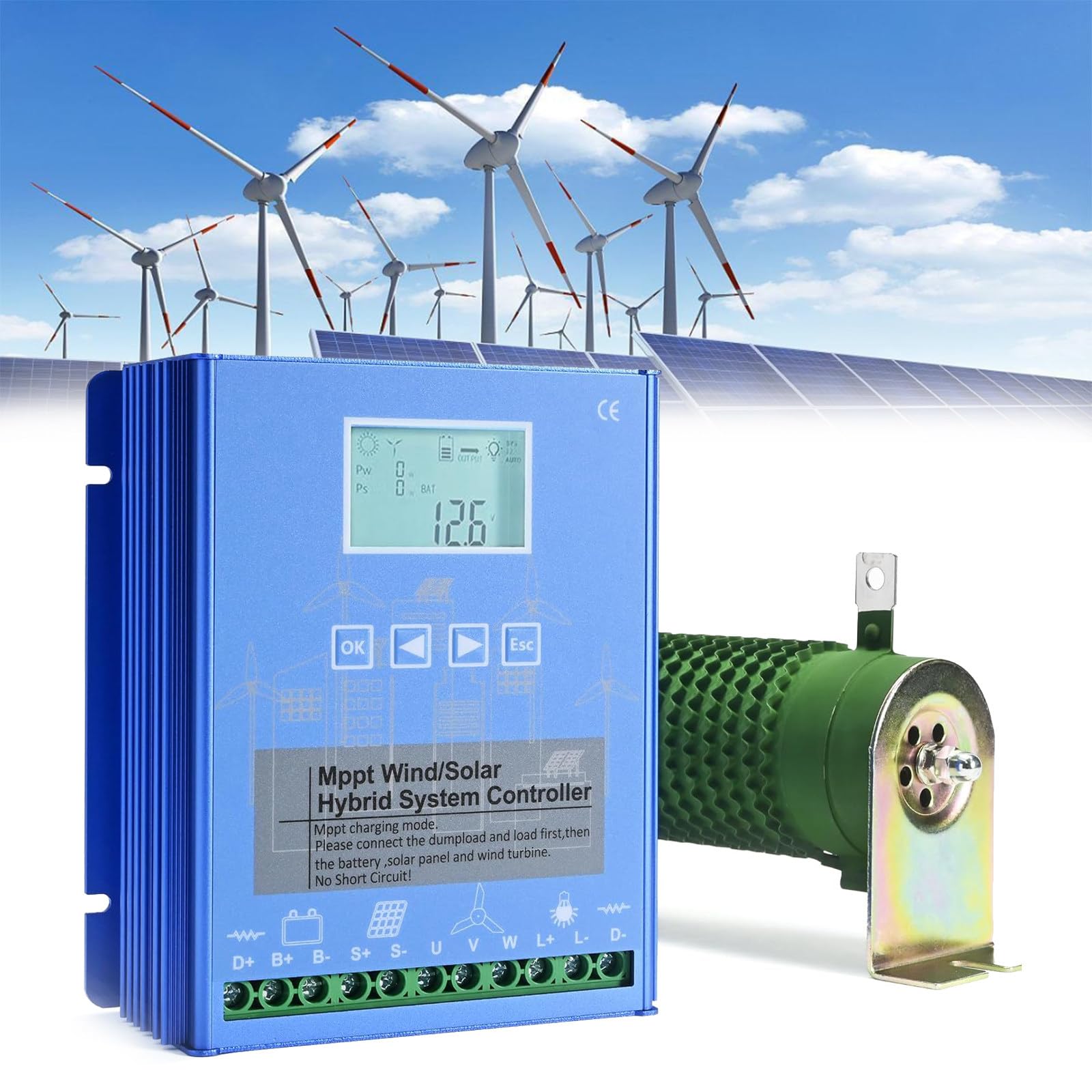 AZQOHMIS 18000W Wind Solar Hybrid Charge Controller, MPPT Regulator for 12V/24V/48V Systems, Off-Grid Solution for Wind Turbines & Solar Panels, 10000W/12000W Boost Efficiency