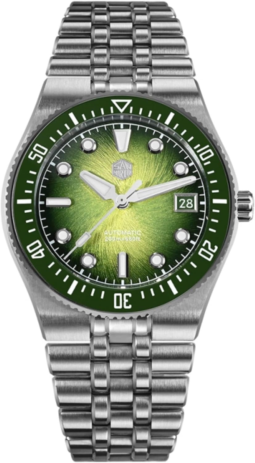 San Martin Watches for Men - SN0148G 40mm 9015 Automatic Movement Dive Watch 20 Bar Waterproof Sapphire Crystal BGW-X1 Luminous Wristwatch