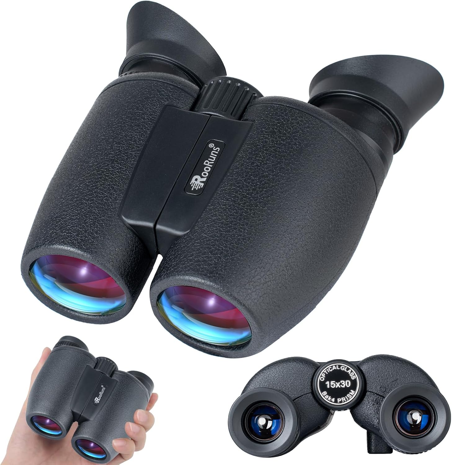 15x30 Compact Binoculars for Adults High Power with Phone Adapter and Tripod, Waterproof HD Binoculars Telescope with Low Light Night Vision for Hunting Bird Watching Travel Football Games