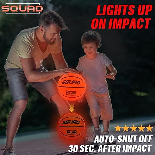Miniatura 4 de SQUAD Baloncesto que brilla en la oscuridad, tamaño oficial 7 (29.5 pulgadas), baloncesto LED luminoso brillante, perfecto para juegos nocturnos y
