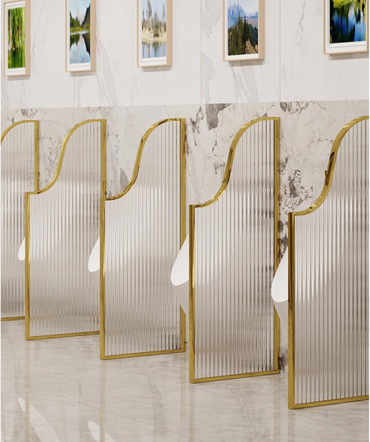 Urinal Screen Toilet Partition Tempered Glass Partition,Urinal Partition Divider,Wall Urinal Screen Toilet Partition,Urinal Privacy Screen,Toilet Accessories,Men's Public Toilet P,Gold-5pcs