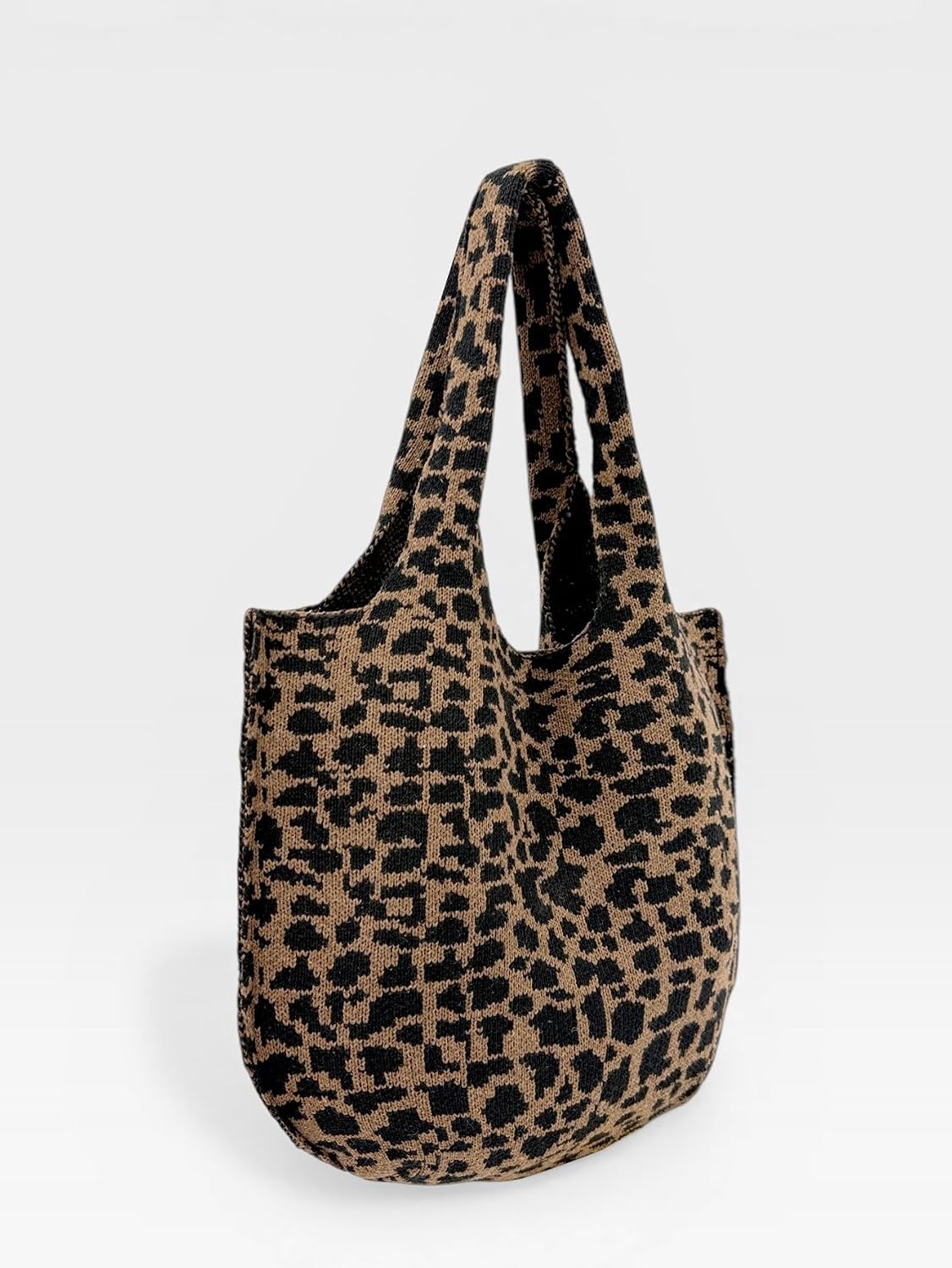 Beach Bag Leopard Print Crochet Bags for Women Summer Large Capacity Shoulder Bag Aesthetic Hobo Knit Hippie Bag