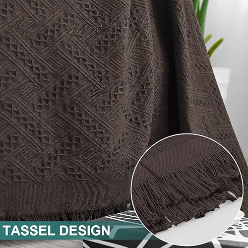 Miniatura 4 de MYSKY HOME Funda de sofá de 3 cojines color chocolate, funda geométrica para sofá de sala de estar, fundas de sofá para mascotas y niños (XXL, 91 x