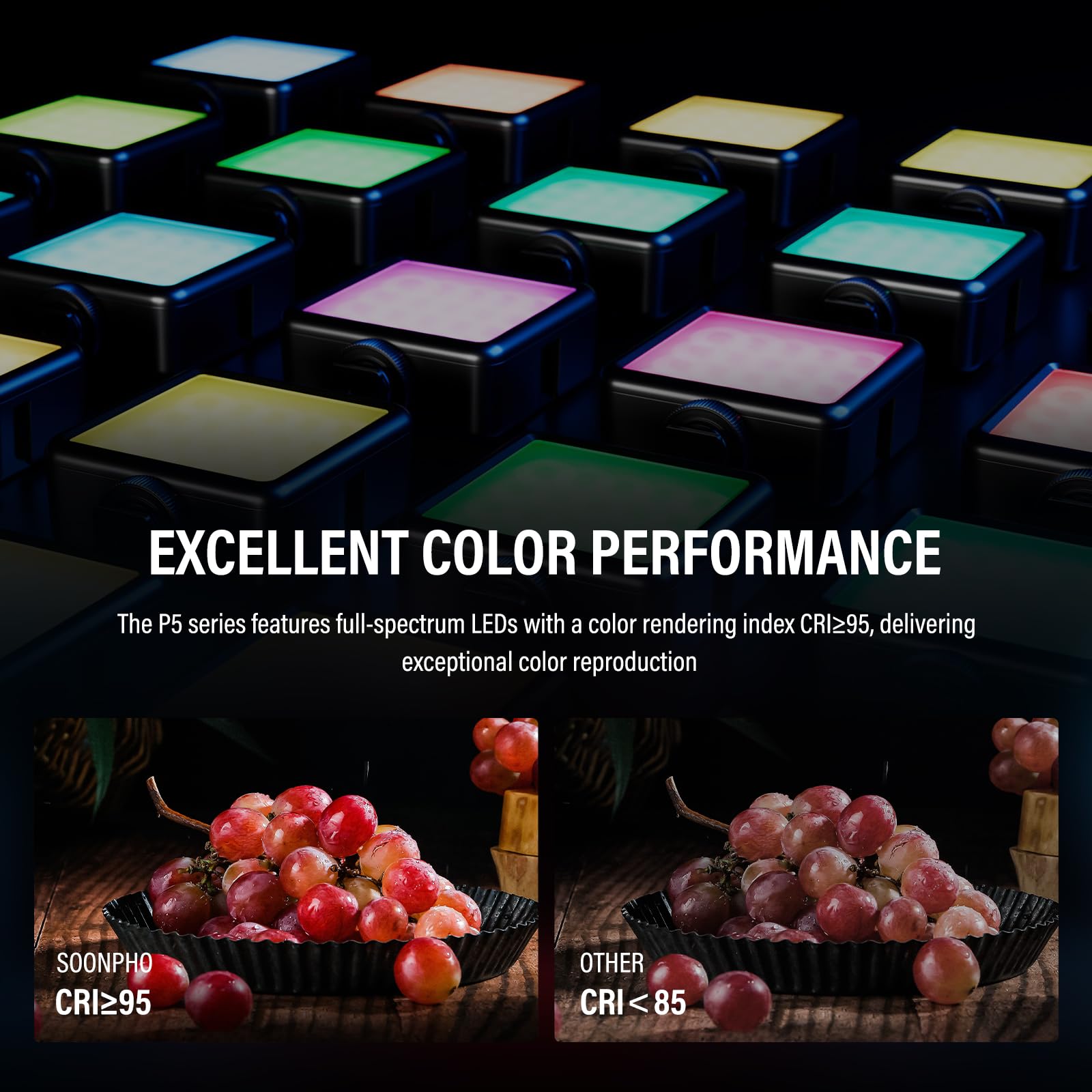 Soonpho P5 RGB Videolight Luce Tascabile per Fotocamera Luce portatile LED Light multicolore 250… — immagine 5 di 10
