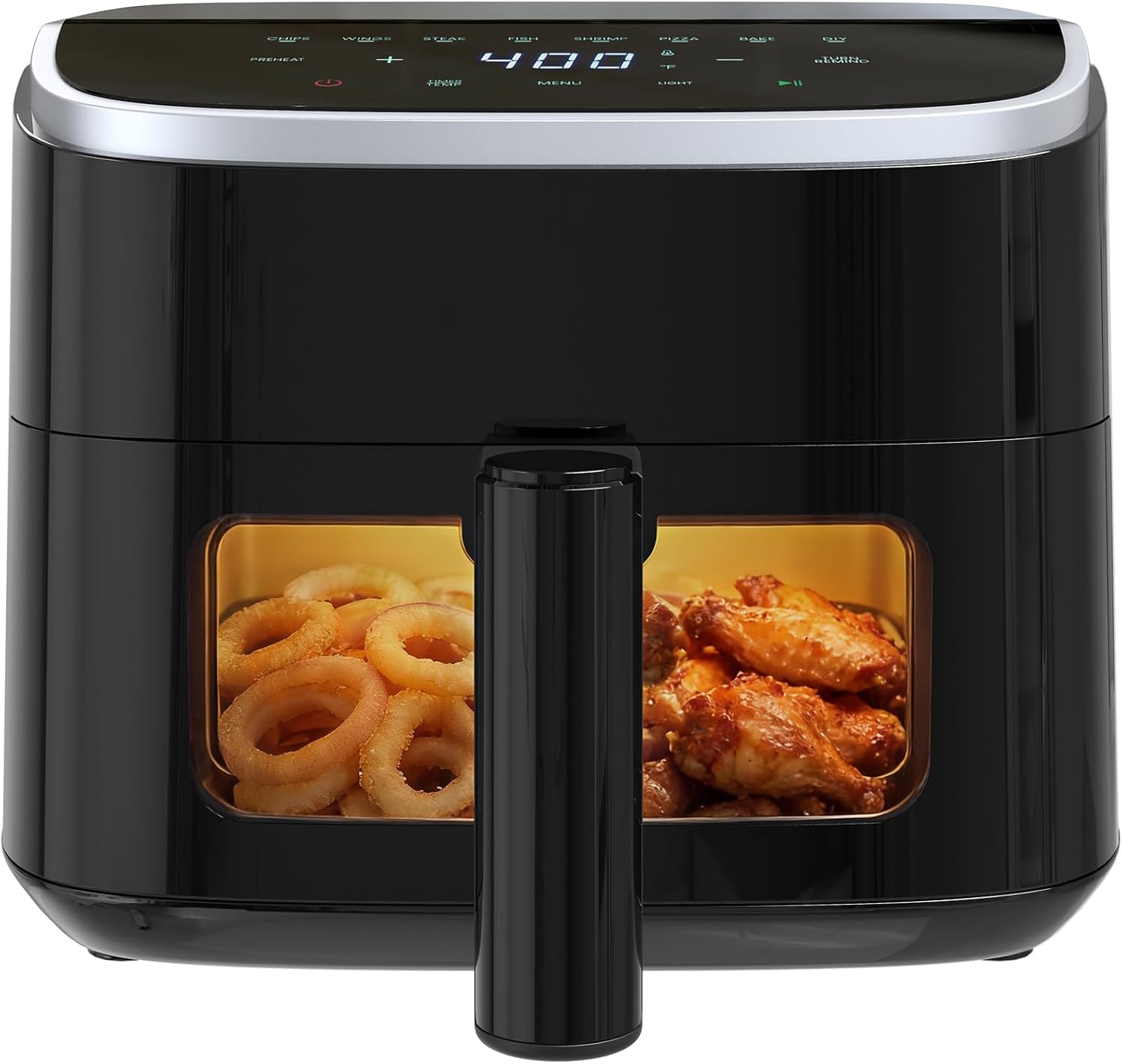 OLIXIS 4QT Air Fryer with Visible Window, 1500W Digital Touchscreen Air Fryer with 8 Presets, Auto Shut Off & Nonstick Dishwasher Safe Basket, 60-Min Timer, Max 400°F, Black