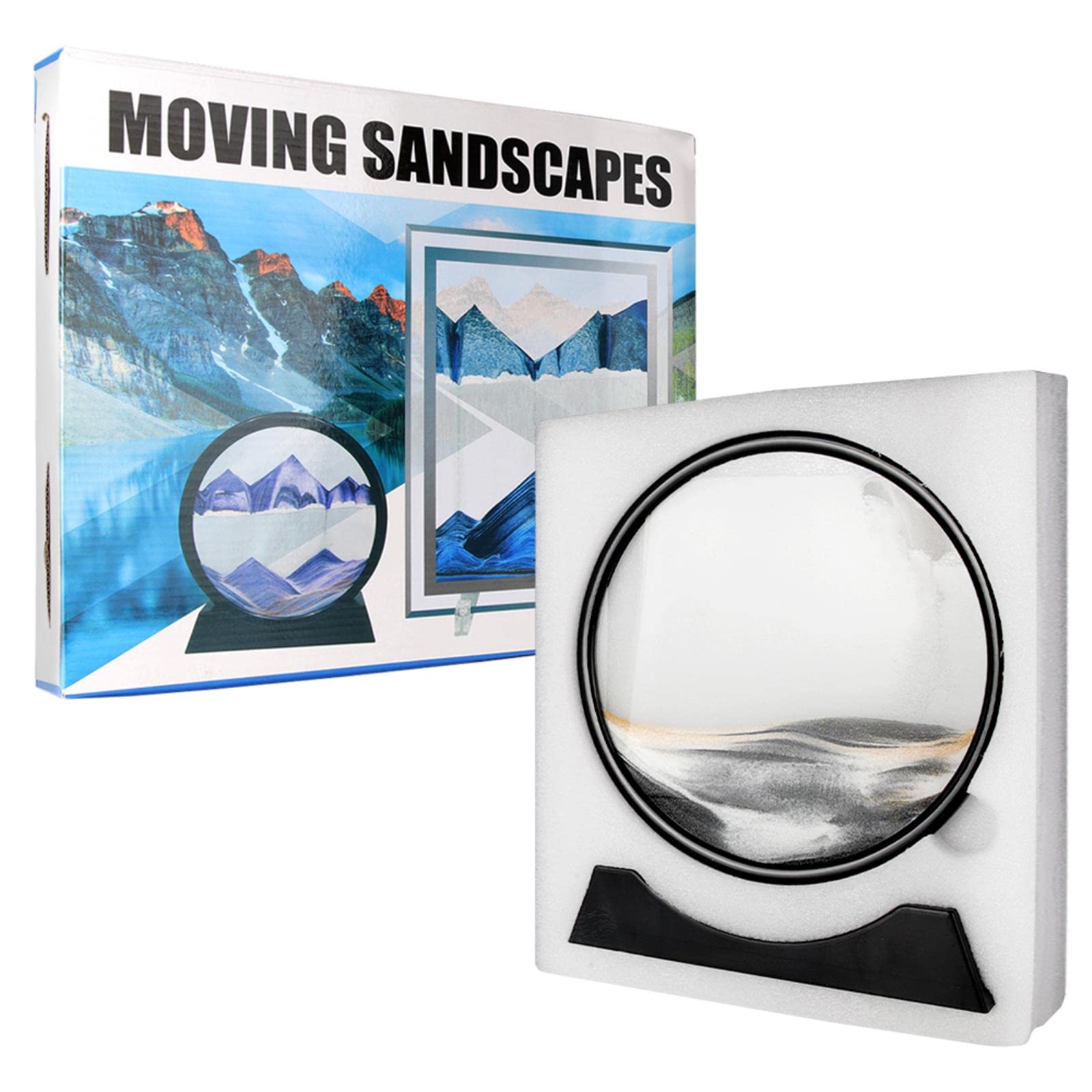 WPUXOY Sablier 3D Sandscape 7 – Tableau De Sable Dynamique Fluide, Déco Maison Et Bureau Apaisante Et Originale