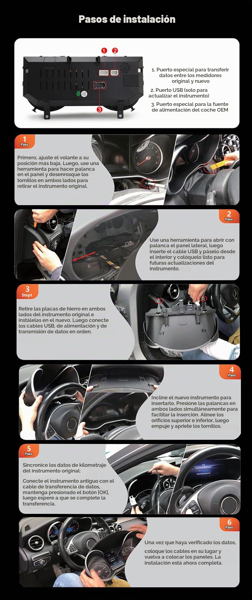 Cuadro de Instrumentos Digital LCD 12,3 pulgadas 5-UI para Mercedes Benz Clase A W176 Clase GLA X156 Clase CLA C117, Panel de Instrumentos Digital 4-Core, Admite TPMS, Temperatura Aceite y SWC