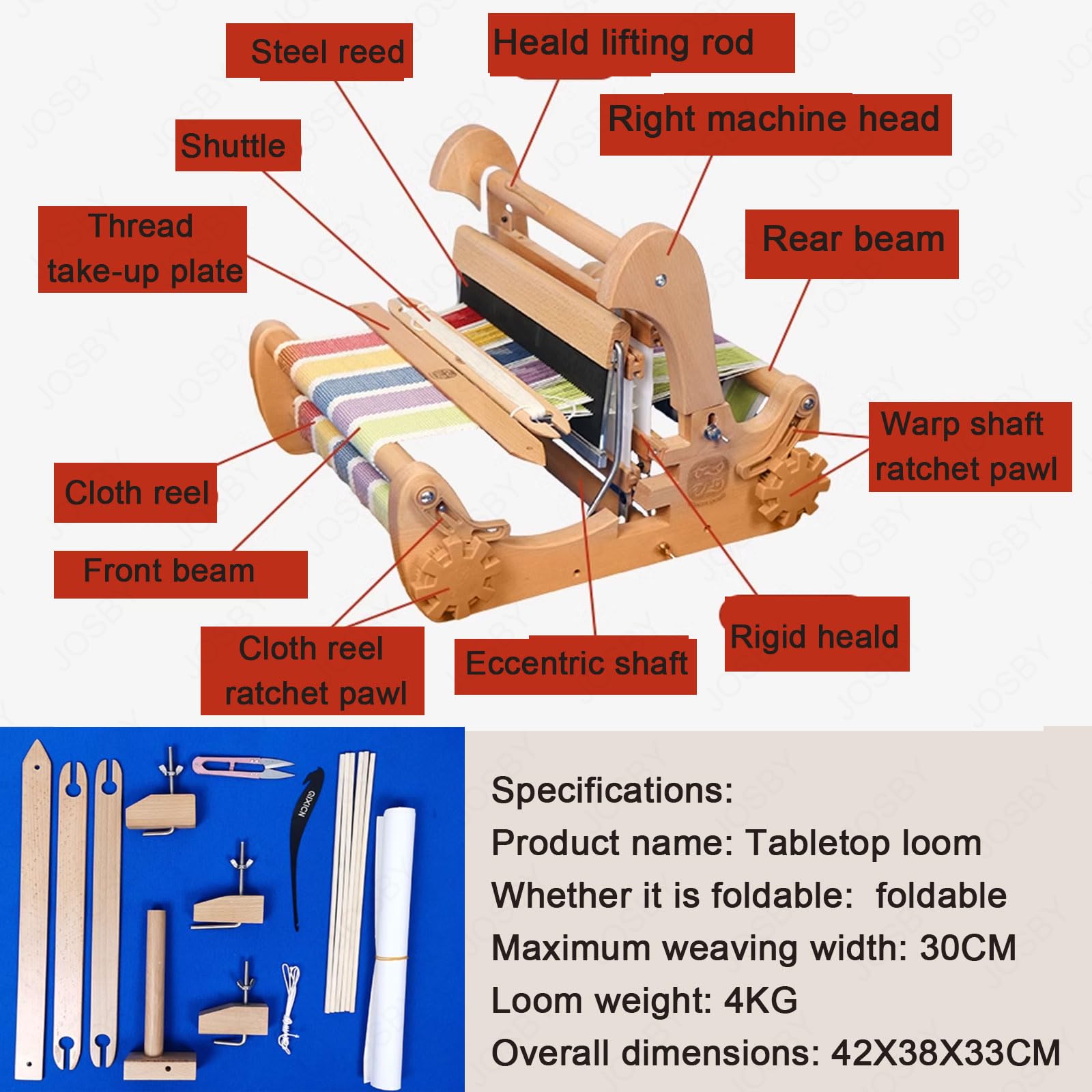 Kit per tessitura regolabile per principianti, telaio da 30,5 cm con telaio rigido, macchina da tessitura artigianale da scrivania per adulti e bambini, regalo artistico creativo