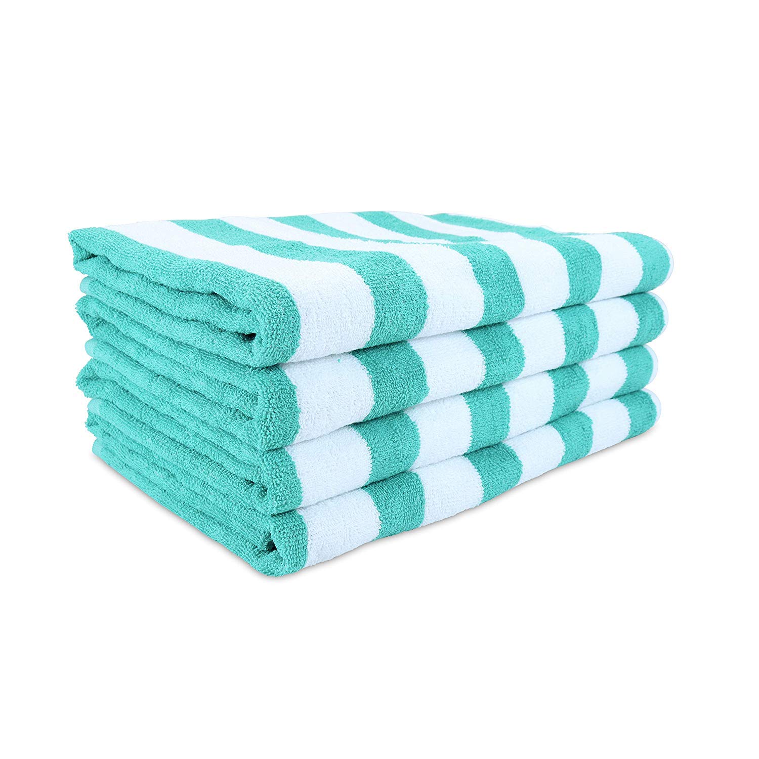 Elaine Karen Deluxe Striped Bath Towel 2pc Luxury Cabana Beach Pool Towels - Green