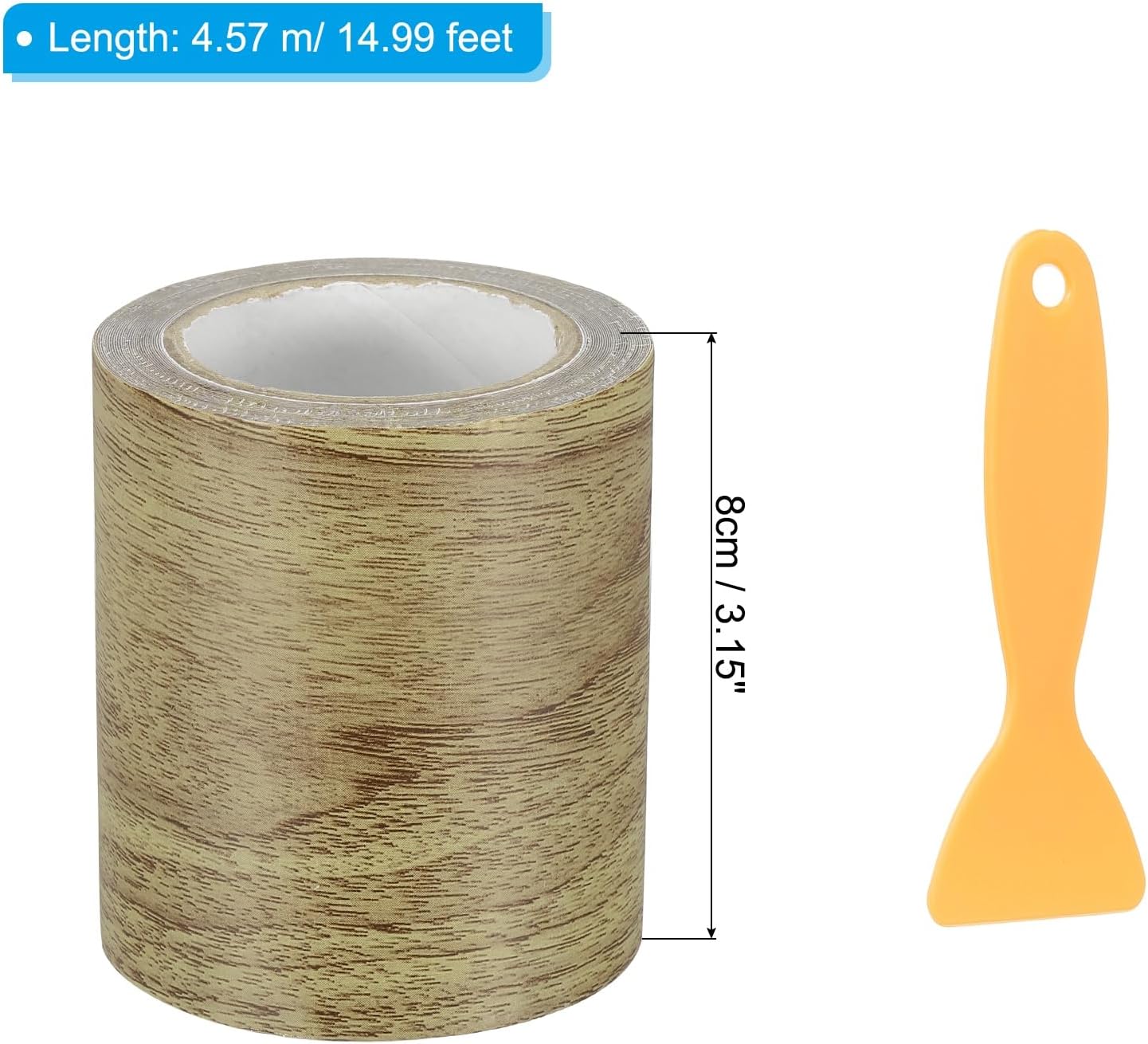 PATIKIL Wood Grain Repair Tape 3" X30', Self Adhesive Realistic Textured Repair Tape Patch with Scraper for Floor Door Table Cabinets Desk, Brown Oak