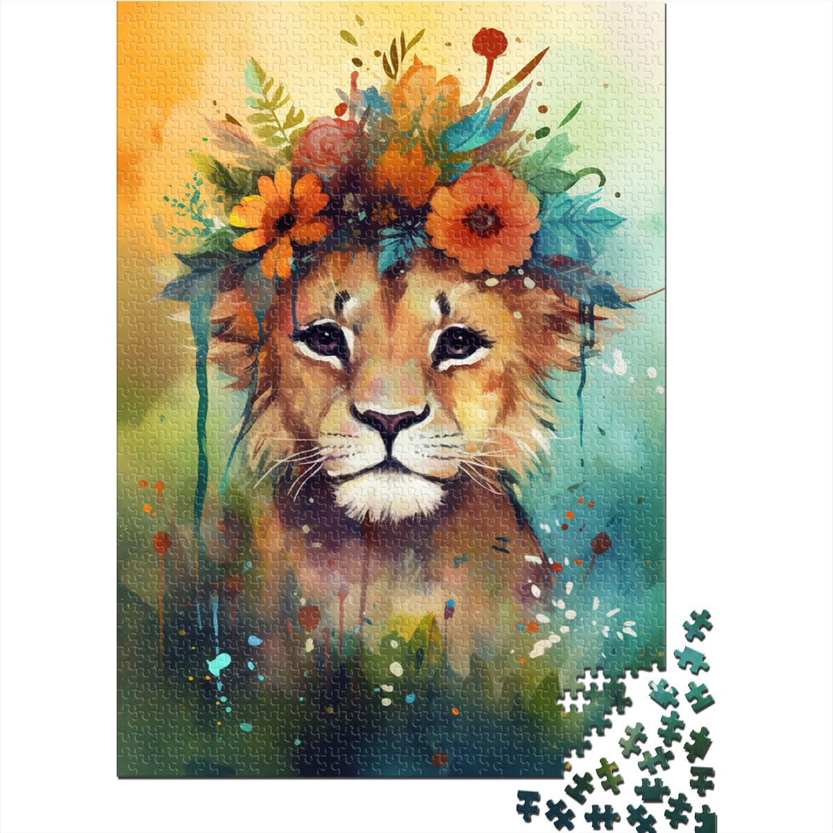 Puzzle 2000 pièces pour Adultes Puzzle Bébé Lion Jeux éducatifs Difficile à compléter mais Amusant et Humoristique 27,56 po x 39,37 po pour Adolescent 14+
