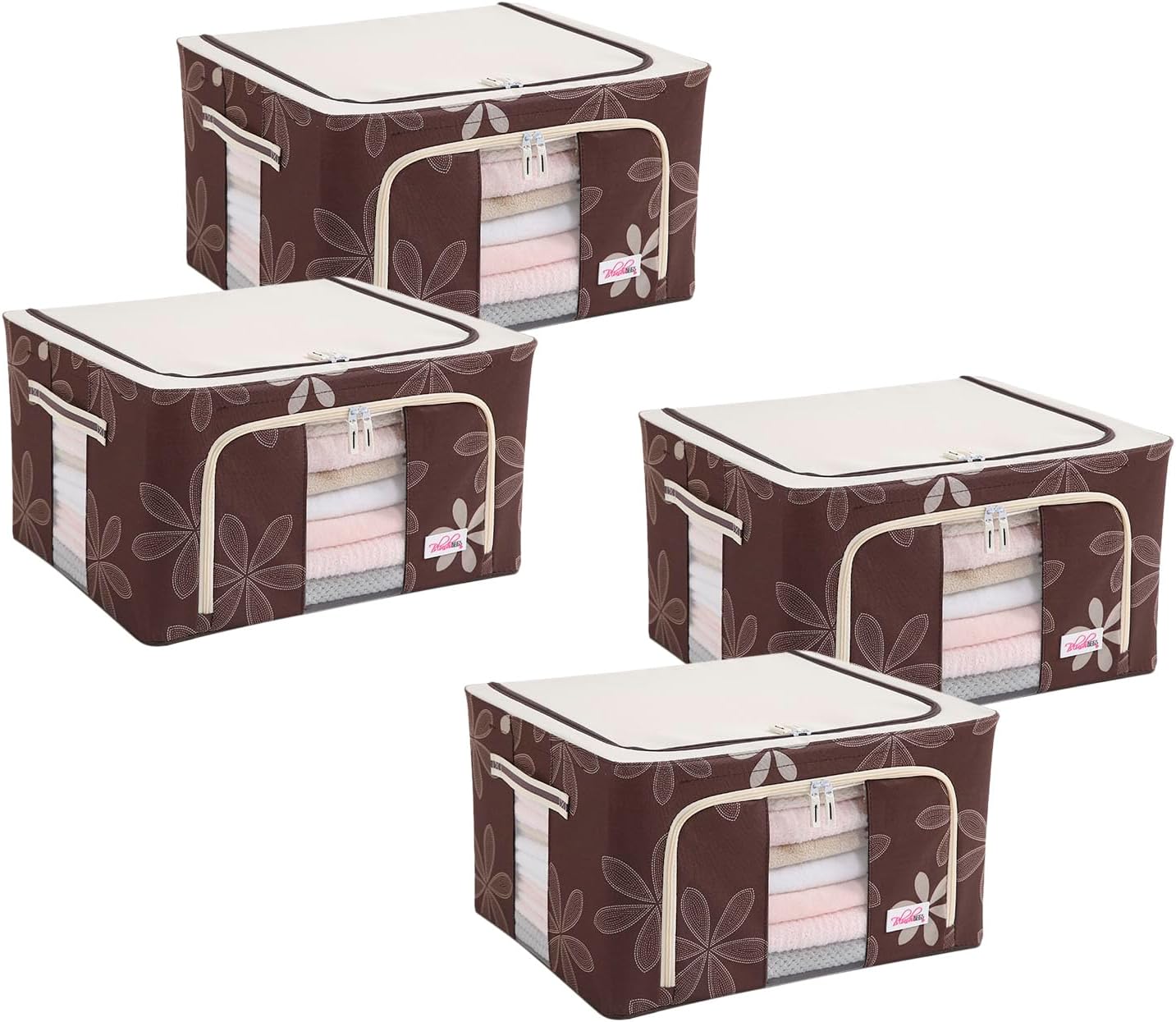 BlushBees Living Box - Storage Boxes for Clothes, Saree Cover - 55 Litre, Pack of 4, Brown