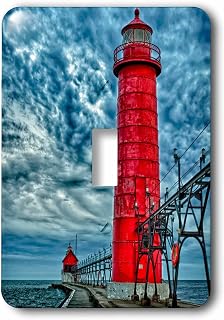 3dRose lsp_230985_1 USA, Grand Haven, Michigan, Lighthouse Single Toggle Switch