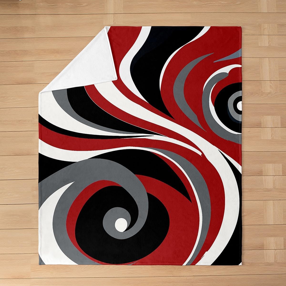 jejeloiu Geometric All Season,Bed Blanket Abstract Art Plush Throw Blanket, Red Black White Grey Fleece Flannel Fuzzy Blanket for Bedroom Decor Modern Line Design 40"x50"