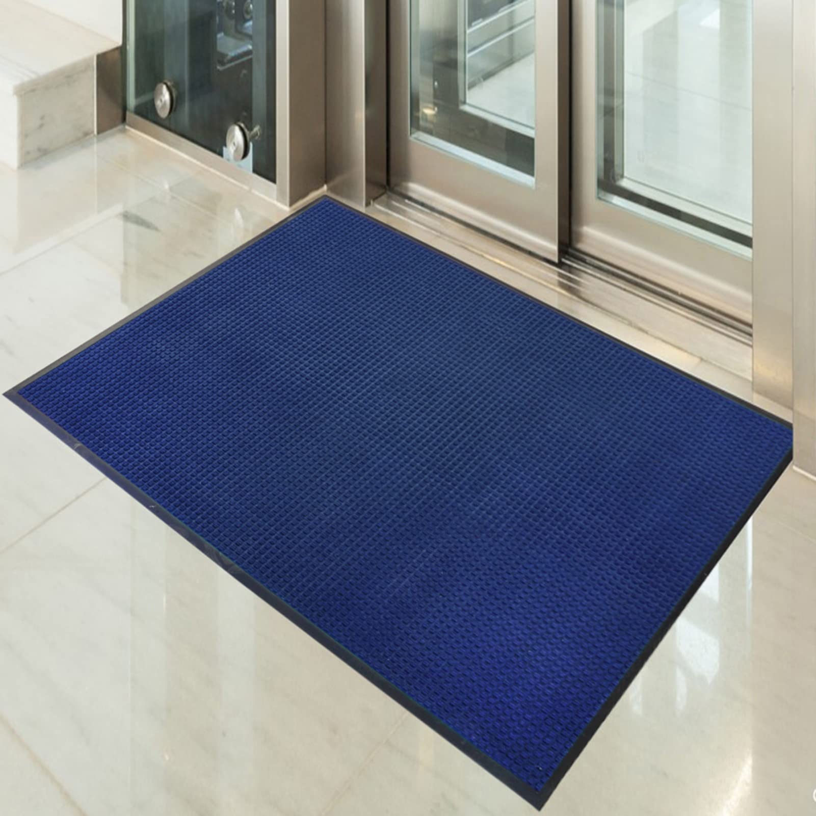 Paillasson d'été pour entrée extérieure bleu de 80 x 240 cm