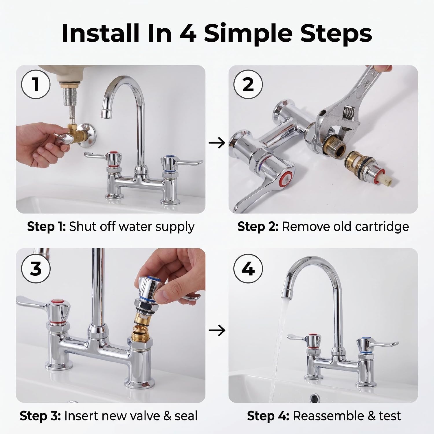 21-310L 1/4 Turn Ceramic Repair Kit Compatible with Krowne Silver Series | fit for 12-8 Series faucets