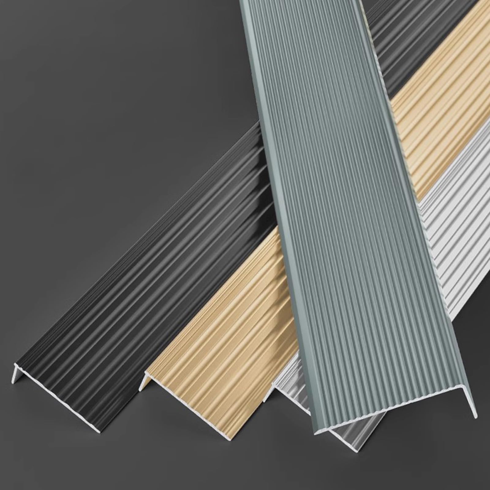 2 protectores de borde de escalera de aleación de aluminio, tira antideslizante for interior y exterior, protector de borde de escalera en forma de L.(Black,100x30mm)