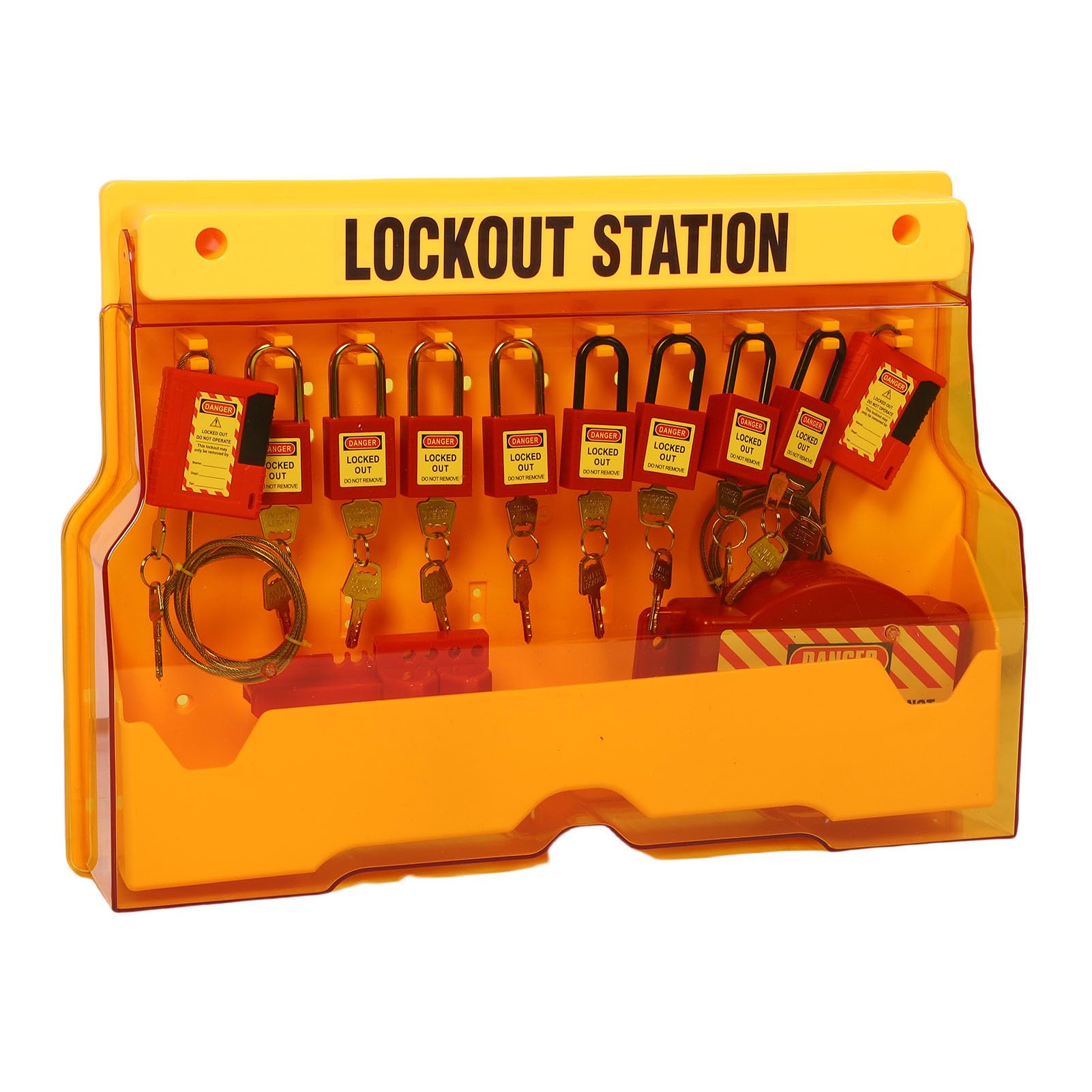 Lockout Tagout Station Loto Board, Bloquee la Etiqueta Loto con 8 Candados Seguridad, 3 HASPS, 20 Etiquetas, Bloqueadores Circuitos para el Cable la Válvula Bolas Enchufe