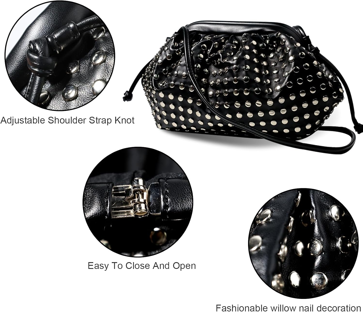 Cloud Dumpling Pouch Clutch Purse Shoulder Handbag Straw Crossbody for Women