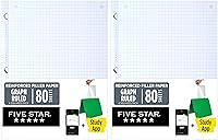Vista 9 de Five Star Papel de hojas sueltas + aplicación de estudio, papel de cuaderno de relleno con rayas gráficas, reforzado, combate el sangrado de tinta