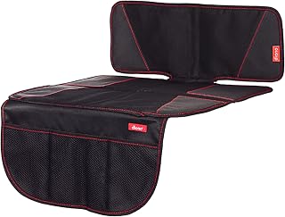 Diono Super Mat Car Seat Protector for Infant Car Seat, Booster Seat and Pets, Crash Tested, Thick Padding, Non Slip Backing, Durable, Water Resistant Protection, 3 Handy Mesh Storage Pockets, Black