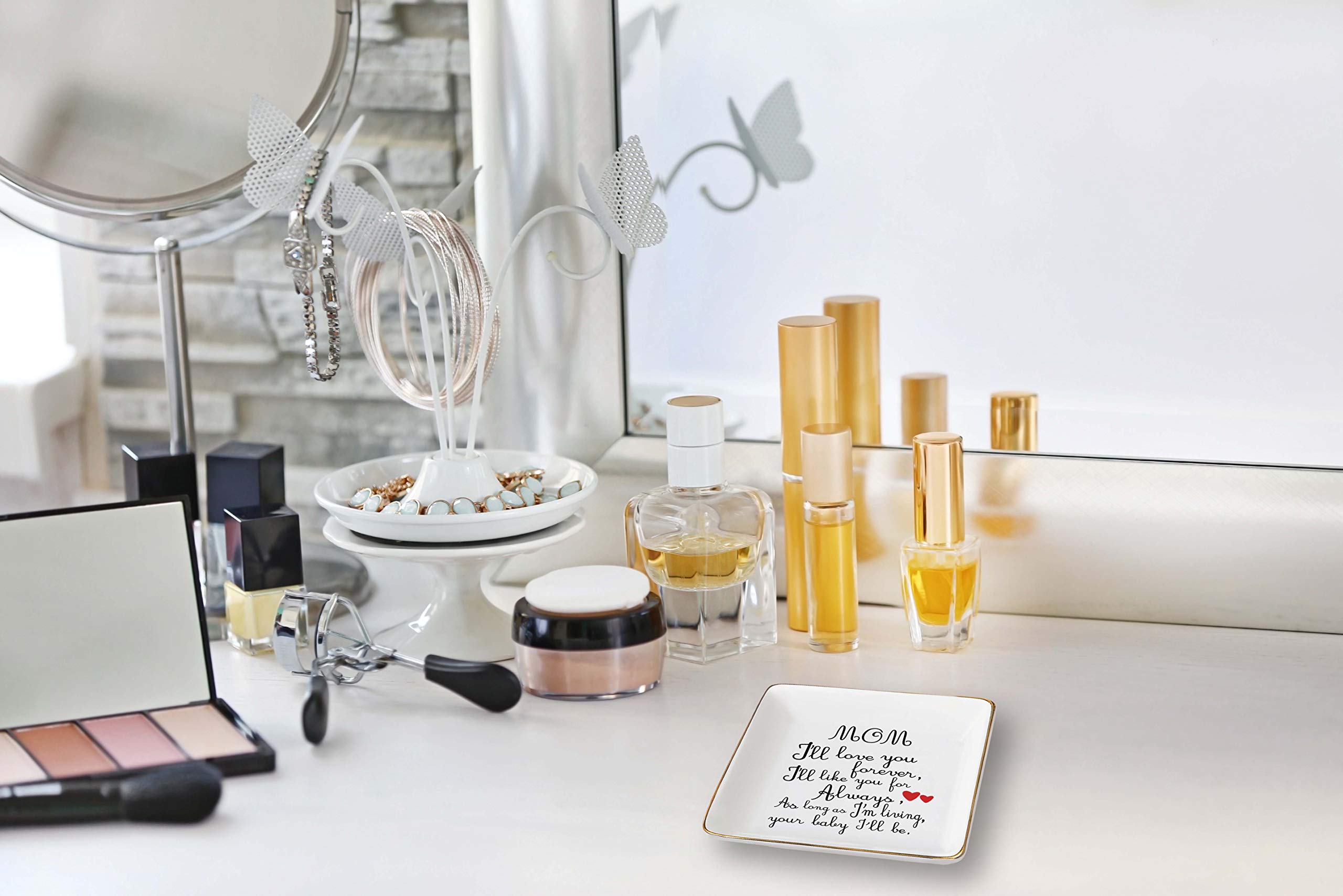 JOYIMARR Plateau à Bijoux En Céramique Pour Femme, Blanc, élégant, Cadeau De Mariage, Mère Du Marié