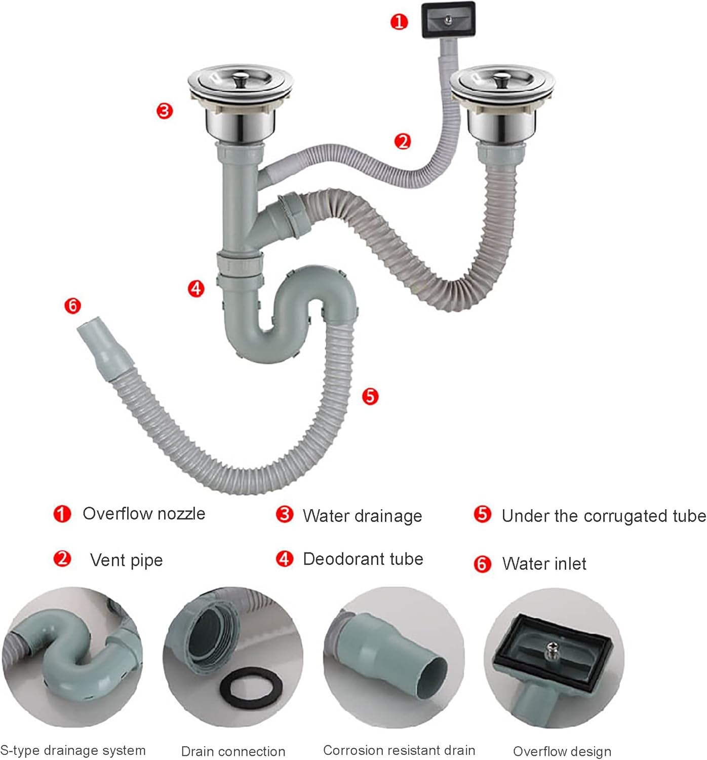 Commercial Stainless Steel Sink, 2 Compartment Free Standing Utility Sink,Movable Utility Sink Laundry Tub, for Garage, Restaurant, Kitchen, Laundry Room, Outdoor