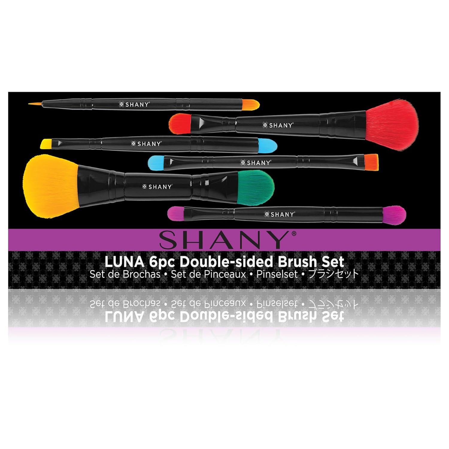 SHANY LUNA 6 PC Double Sided Travel Brush Set with Pouch - Synthetic : Beauty & Personal Care