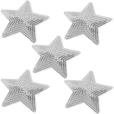 12PCS Sequined Star Appliques for Embroidered Adornment (Silver)