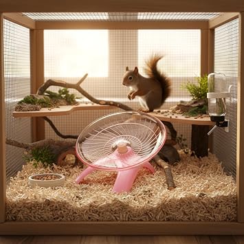 Flying Saucer Hamster Wheel, Super-Silent Non-Slip Exercise Spinner for Small Pets, Guinea Pig, Chinchilla, Stable Plastic 18cm Silent Run Wheel for Dwarf and Syrian Hamsters(Pink)
