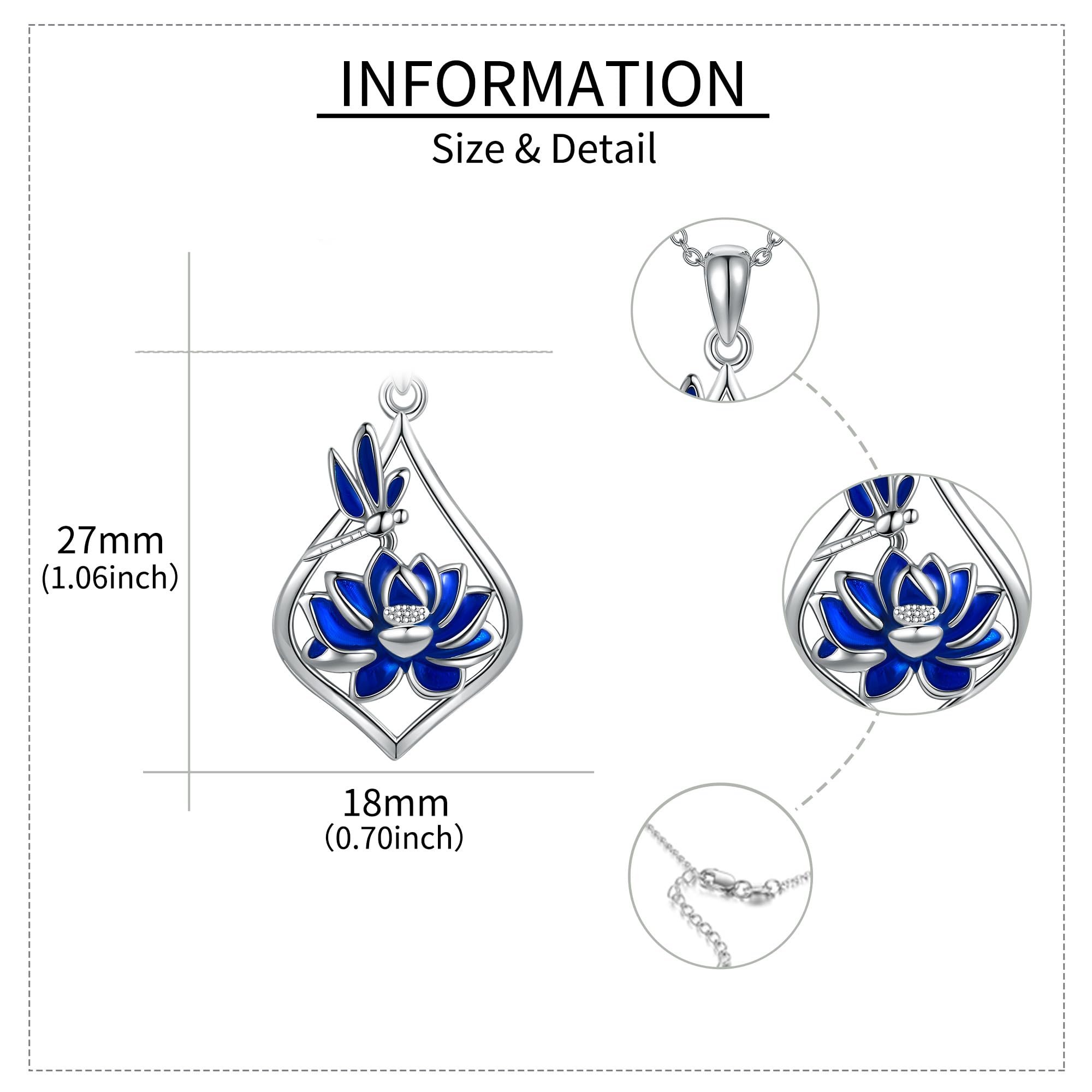 ONEFINITY Collana con ciondolo a forma di fiore di loto, in argento Sterling, ideale come regalo per guarigione buddista