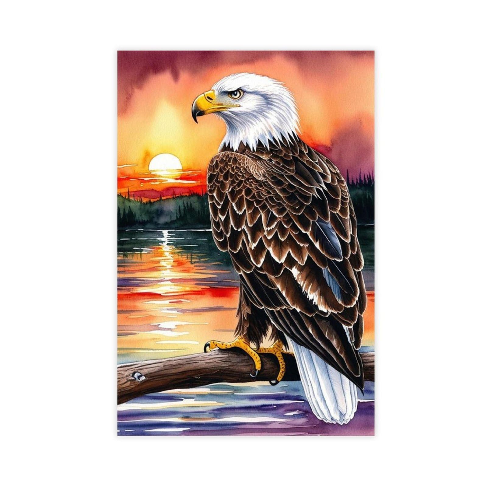 Qnvjqkdsi Unframe Eagle Watercolor Art Canvas Poster Bedroom Decor Landscape Office Room Decor Gift 8" L X 12" W