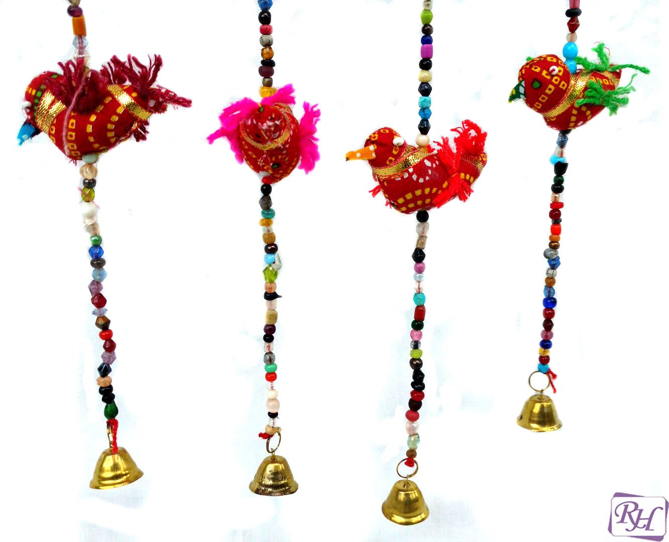 Rastogi Handicrafts - Ciondolo a forma di uccellino, realizzato a mano, con campanelle
