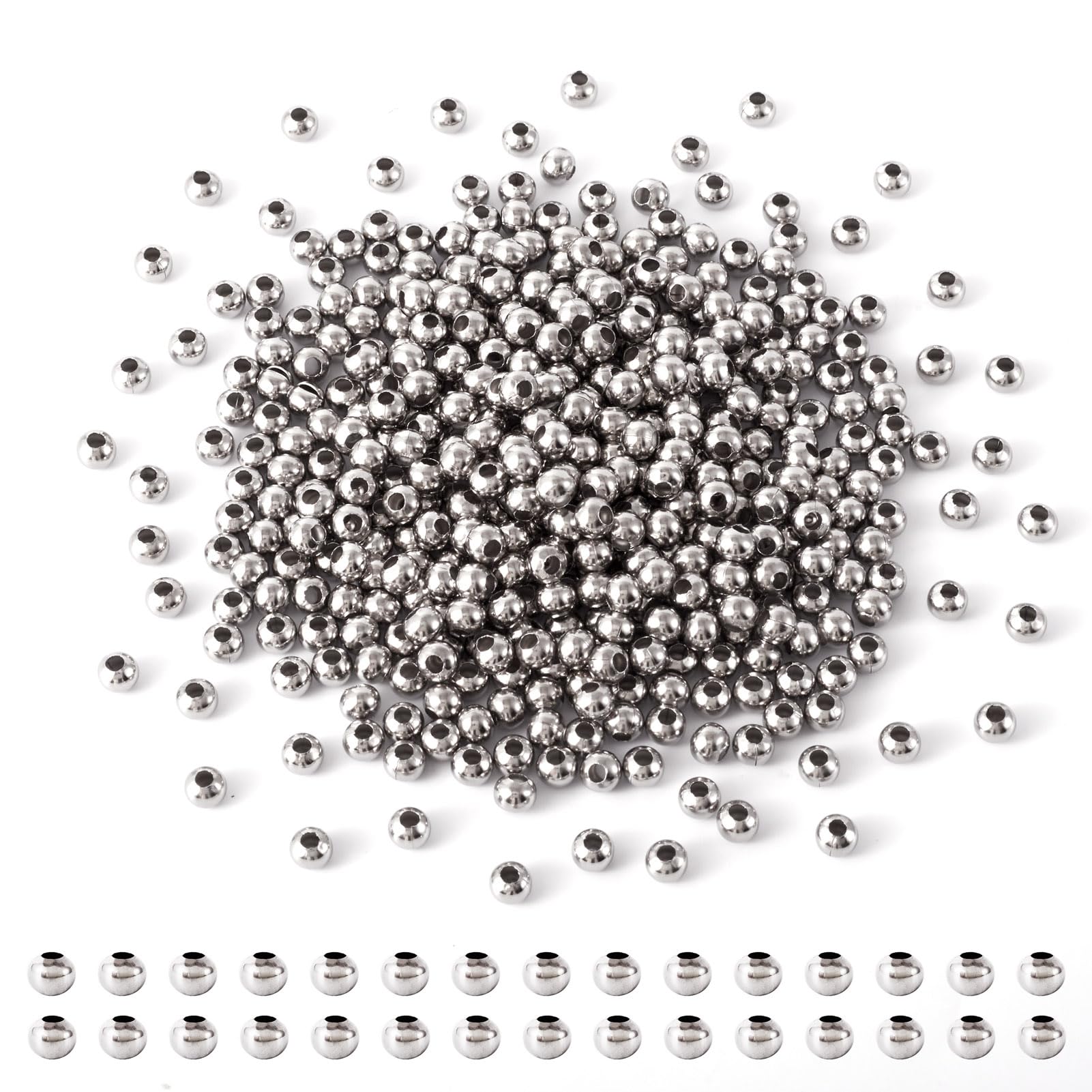 Craftdady 100pcs 6mm 304 Stainless Steel Metal Spacer Beads Round Rondelle Bulk Beads for Bracelet Necklace Jewellery Making Earrings Crafting Hole: 2mm