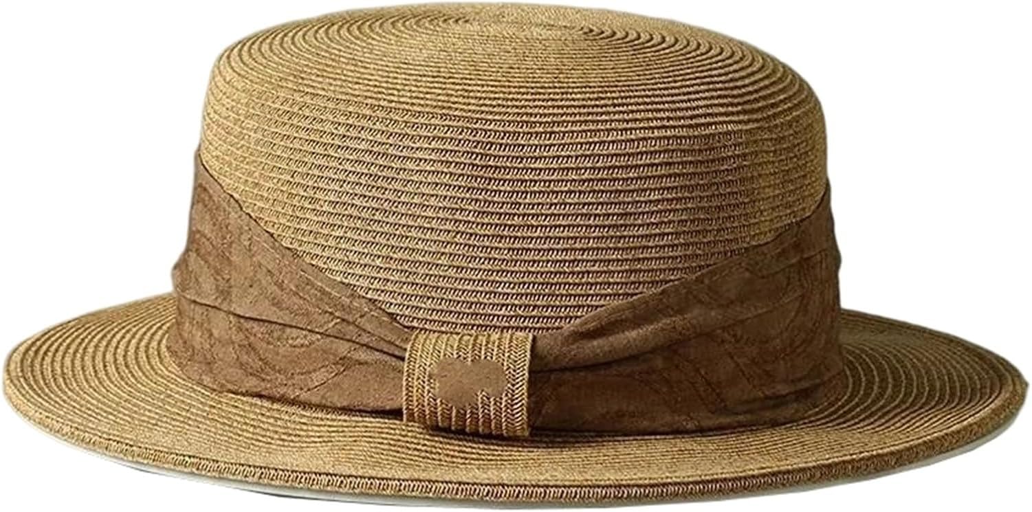 XIUNYIE Natural Paper Straw Visor Hat for Men Women, Sunscreen Cap for Farmer Beach Photography, Tho-9630-khaki, 56-58