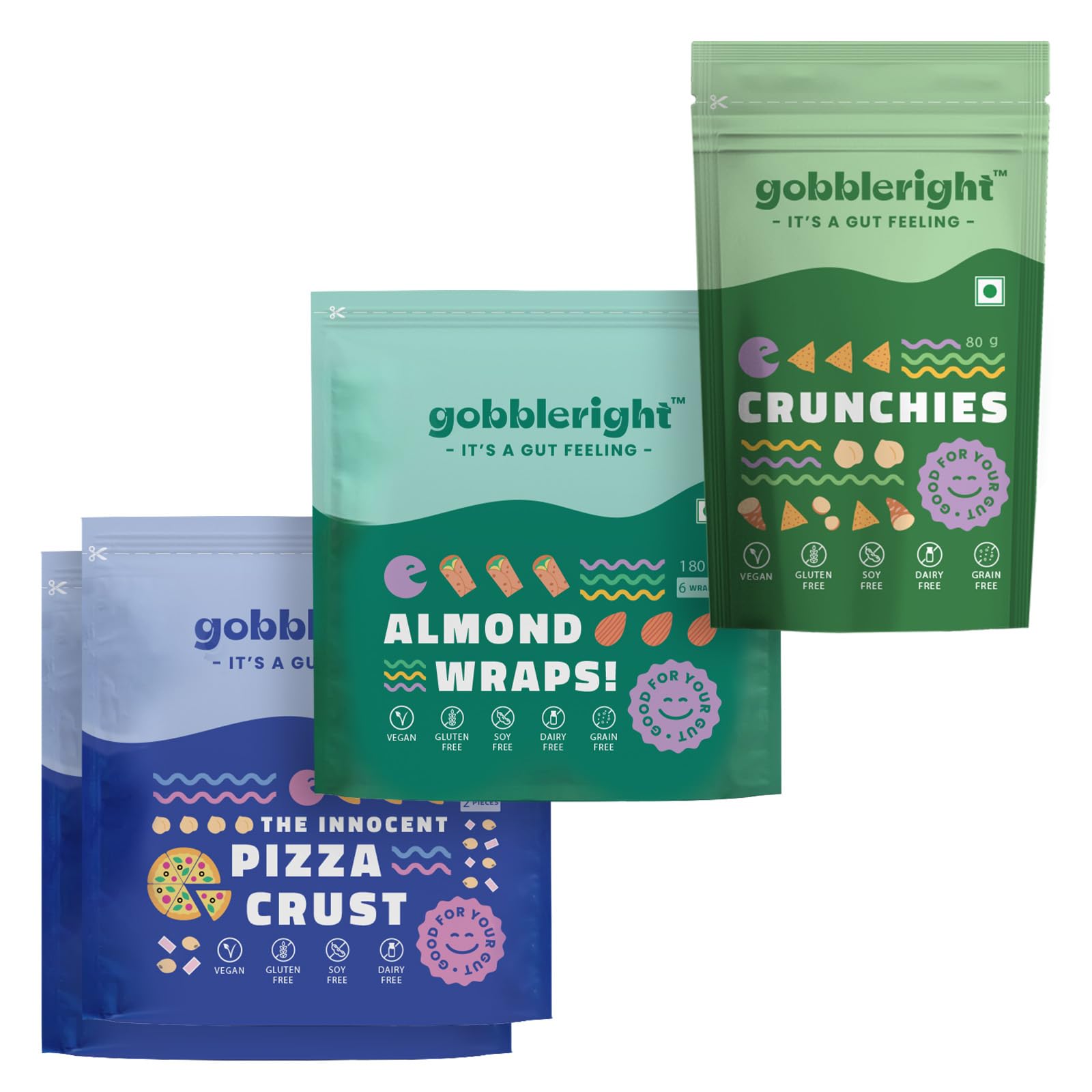 GOBBLERIGHT Bundle: 2 Packs of Gluten-Free Pizza Crust + Almond Wraps + Crunchies | Vegan, Keto-Friendly, Dairy-Free | Perfect Pizza Base, Healthy Wraps & Low-Calorie Snacks-image-38