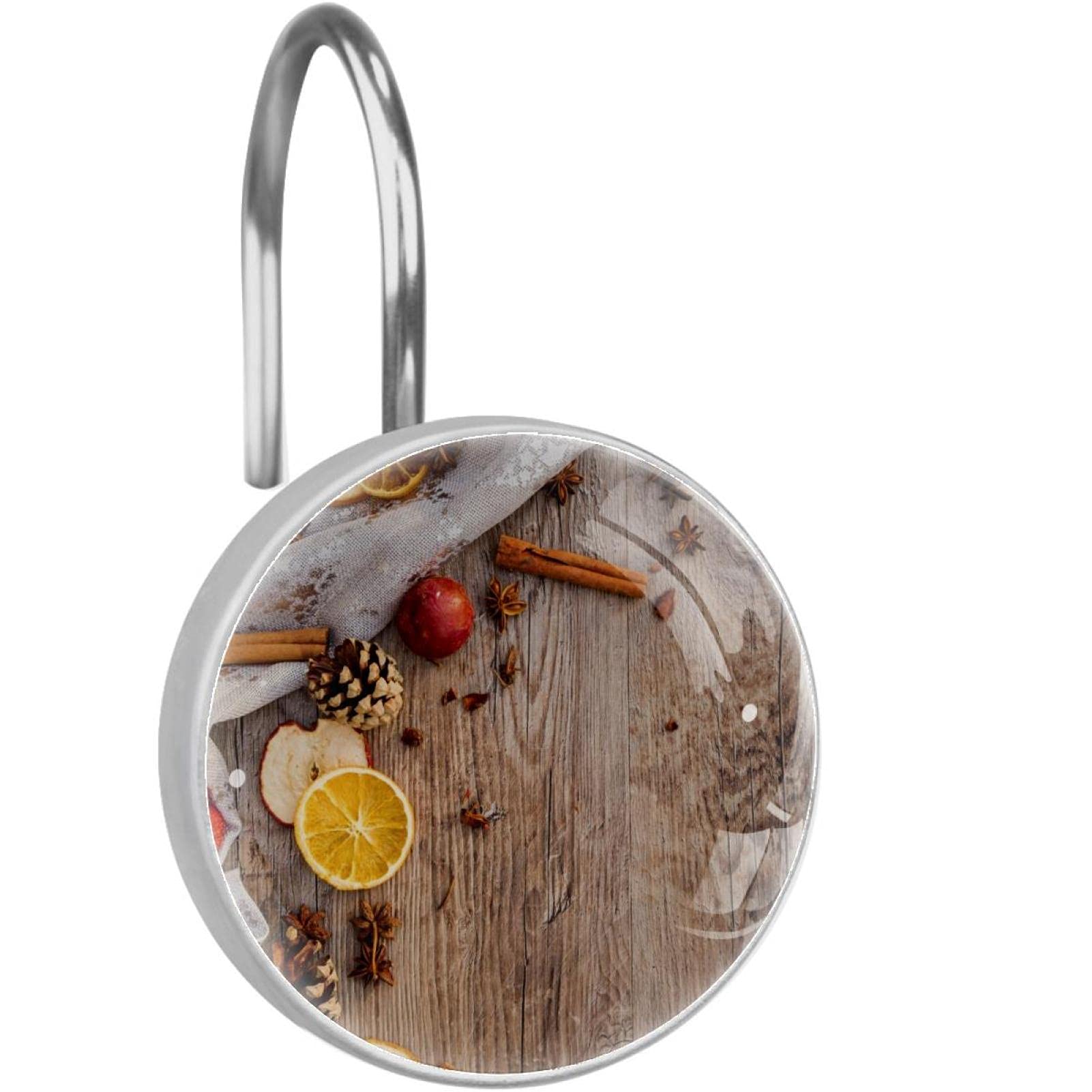 Crochets rideau de douche anti grip en cristal et bois pour stopper les blocages sur la barre