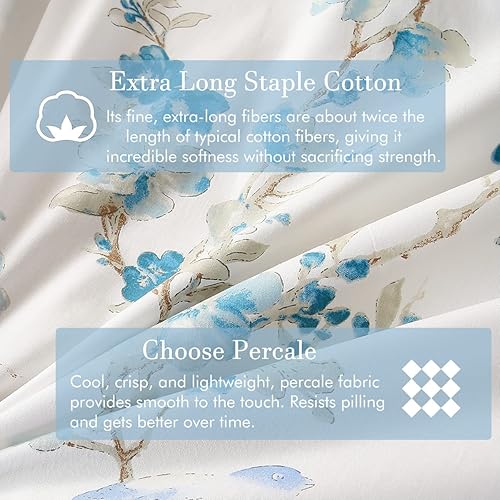 Miniatura 7 de URBONUR Juego de sábanas de lujo de algodón percal egipcio tamaño King, suaves, suaves, transpirables, con bolsillo profundo (4 piezas, tamaño King,
