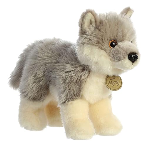 Aurora® Adorable Miyoni® Tots Wolf Pup Stuffed Animal - Lifelike Details Make a Cherished Companion - Perfect for Decorating Bedrooms or Classrooms - Gray 9 Inches