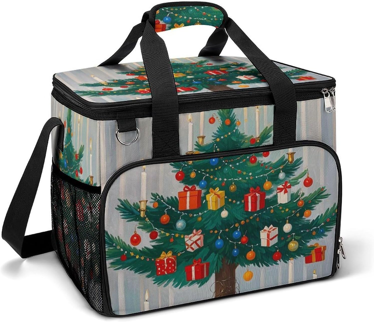 Insulated Picnic Backpack Tote Bag, Large Capacity 30L Christmas Decorations Cooler Bag Leakproof Beach Bags Portable Lunch Box Waterproof Picnic Basket for Beach Camping BBQ