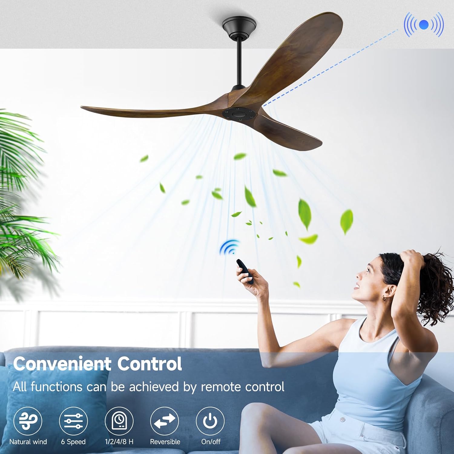 HDLWIS Ventilador de techo para exteriores sin luz con control remoto ...