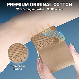 PreCut Kinesiology Tape for Knees, 24PCS Waterproof KTQUICK Knee Tape for Knee Pain Relief Pre Cut, Original Cotton Athletic Knee Tape, Waterproof & Hypoallergenic Latex-Free for Sports(Beige)