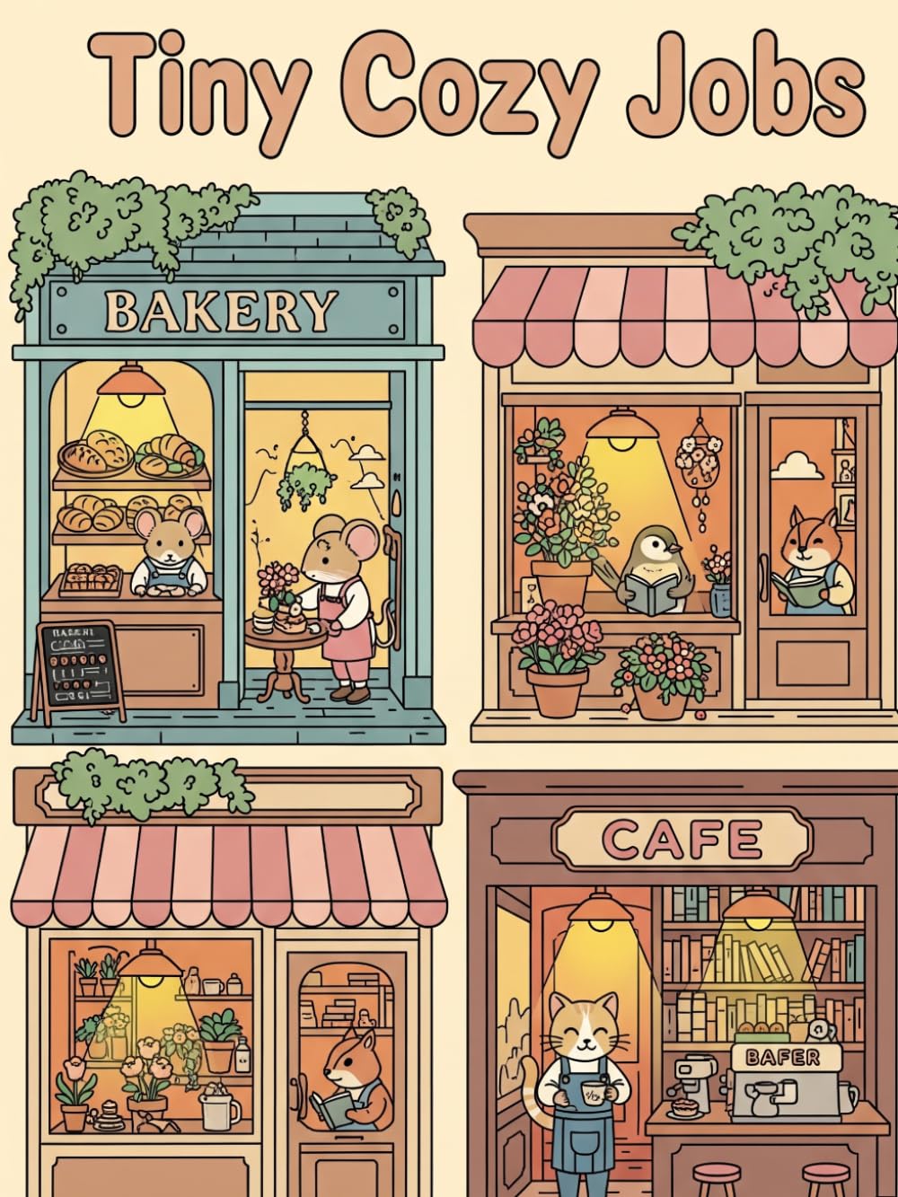 Cozy Tiny Jobs: A Bold & Easy Coloring Book with Cute Mini Workspaces, Relaxing Tiny Shops, and Cozy Career Scenes