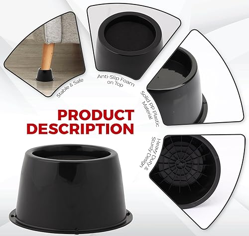 Miniatura 6 de Utopia Bedding Elevadores de cama de 2 pulgadas, paquete de 8, elevadores redondos para muebles con espuma antideslizante superior con placa de