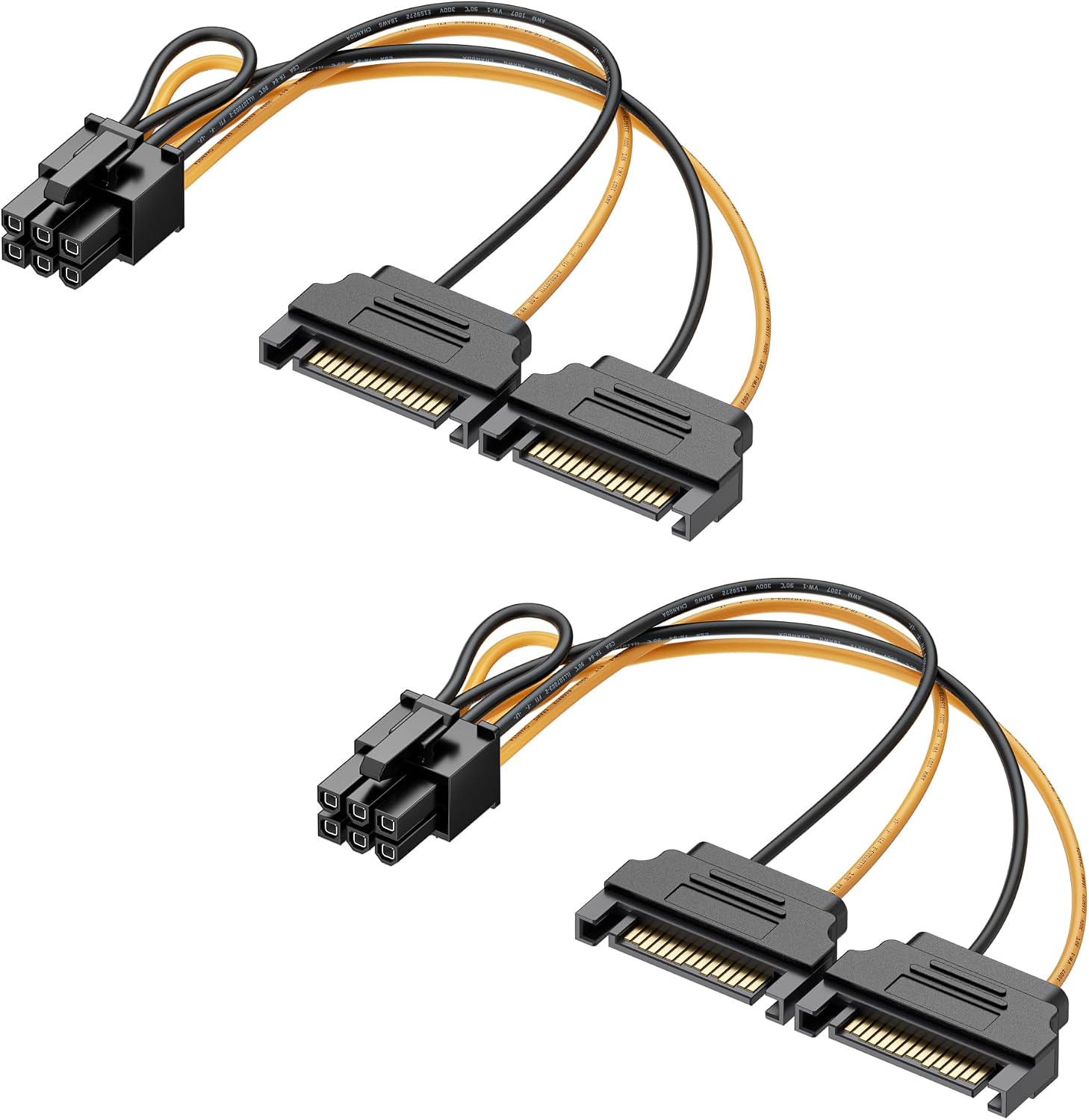 Cable Matters 2-Pack 6-Pin PCIe to Dual SATA Power Cable, 4 inches