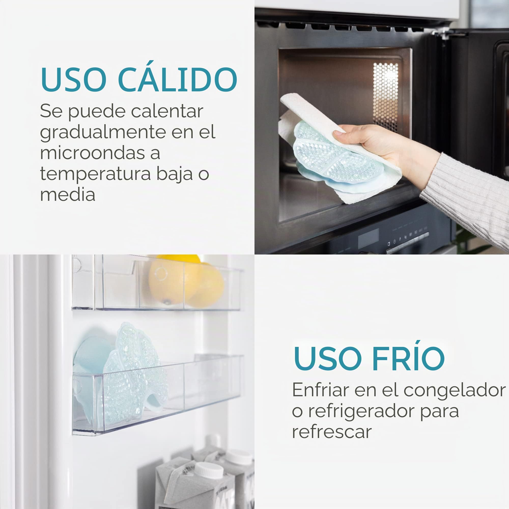 Navaris Bolsas de gel frío calor - Set de 2x compresa para pecho durante lactancia - Almohadillas caliente hielo para pechos maternidad - Azul