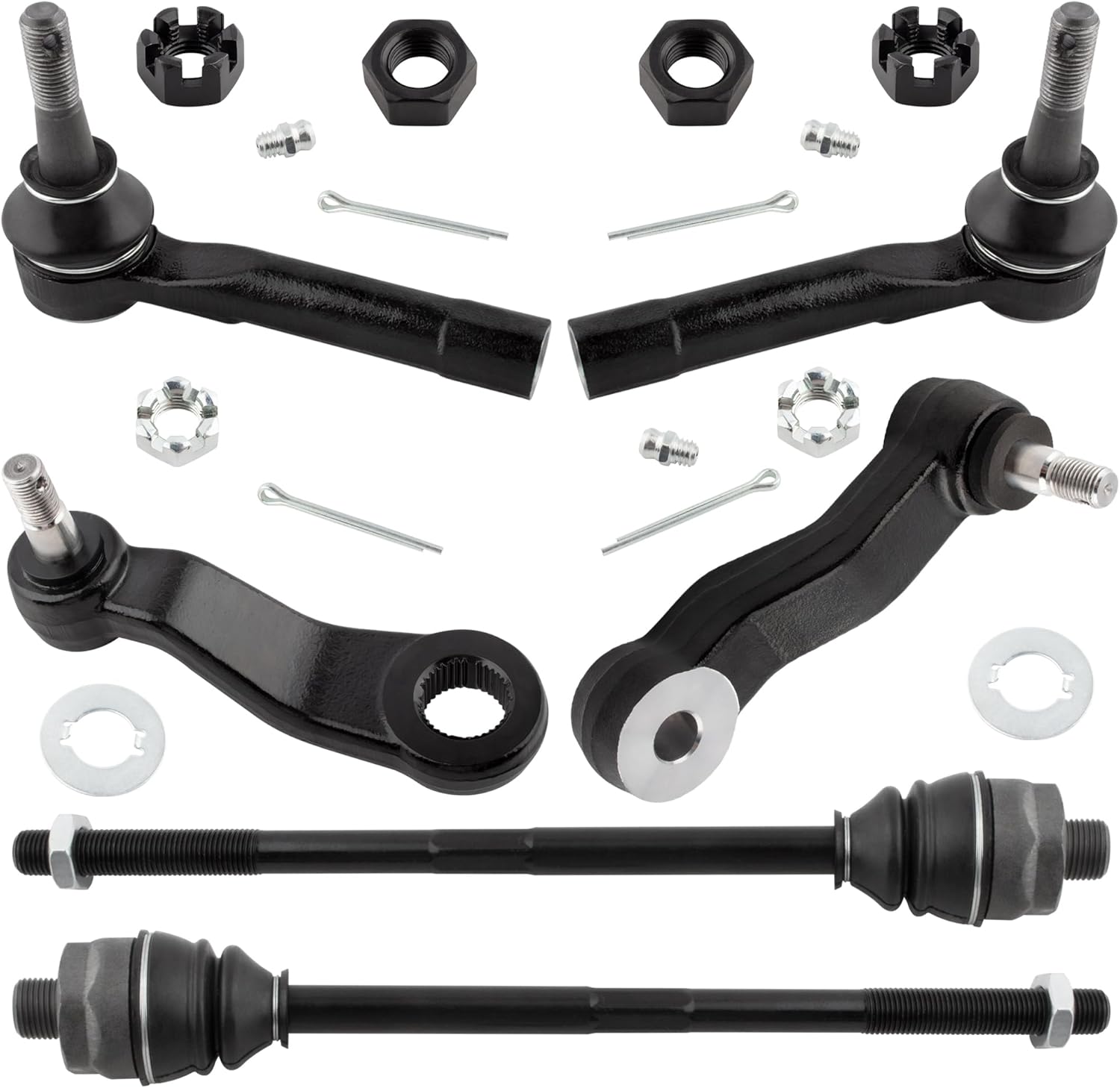 WEDOAUTO 6Pcs Inner Outer Tie Rods + Idler Arm Pitman Arm