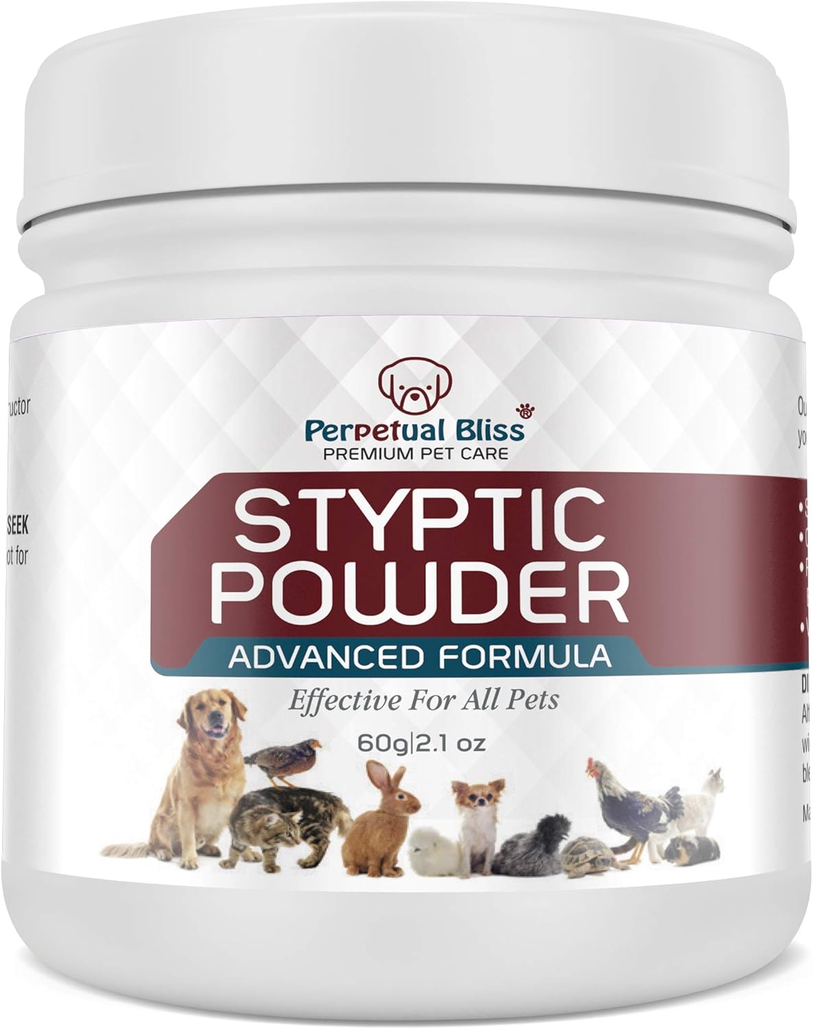 Perpetual Bliss Styptic Powder (Large 60g Tub) For Dog, Cat, Other Pets
