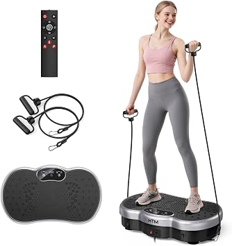 Vibration Plate Exercise Machine, Whole Body Shake Plate for Weight Loss Vibrating Platform with Resistance Bands Slot, 300 Lbs Capacity, 120-Speed, 9 Workout Modes for Home Fitness, Muscle Toning